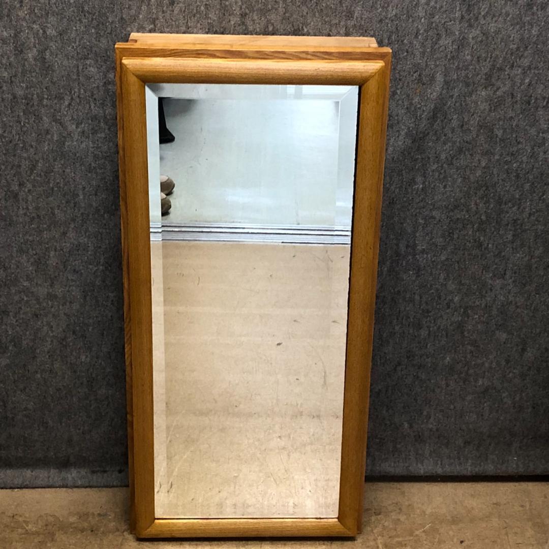 未使用　かべ埋込収納　前面ミラー　洗面キャビネット　天然木