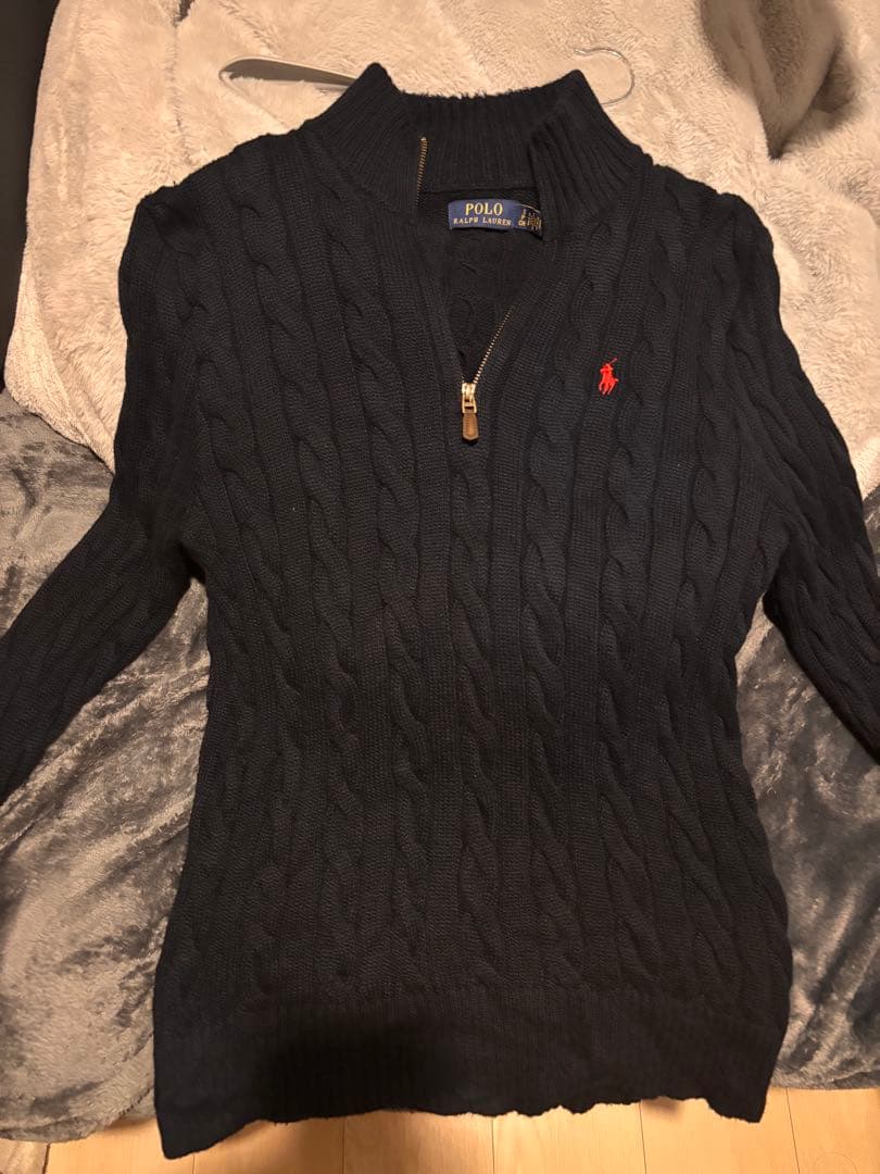 Polo Ralph Lauren 現行 ネイビー ジップアップセーター S~M