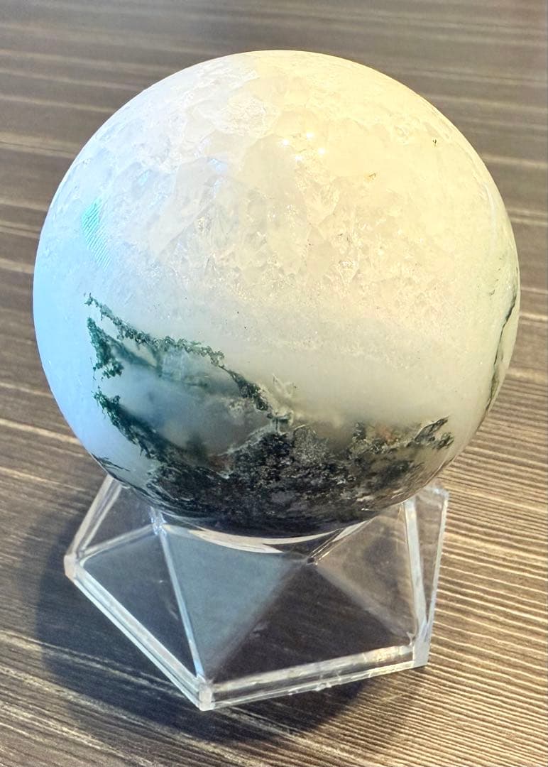 高品質♡ モスアゲート 笑口 スフィア 丸玉 ジオード 74mm 苔瑪瑙 天然石