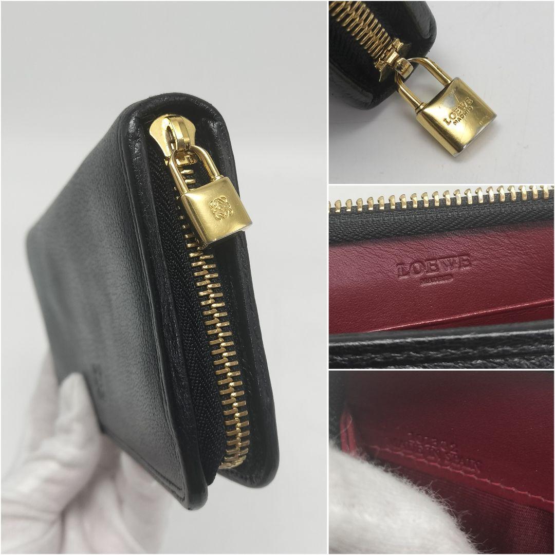 極美品✨ロエベ　長財布　ラウンドファスナー　レザー　ブラック　黒