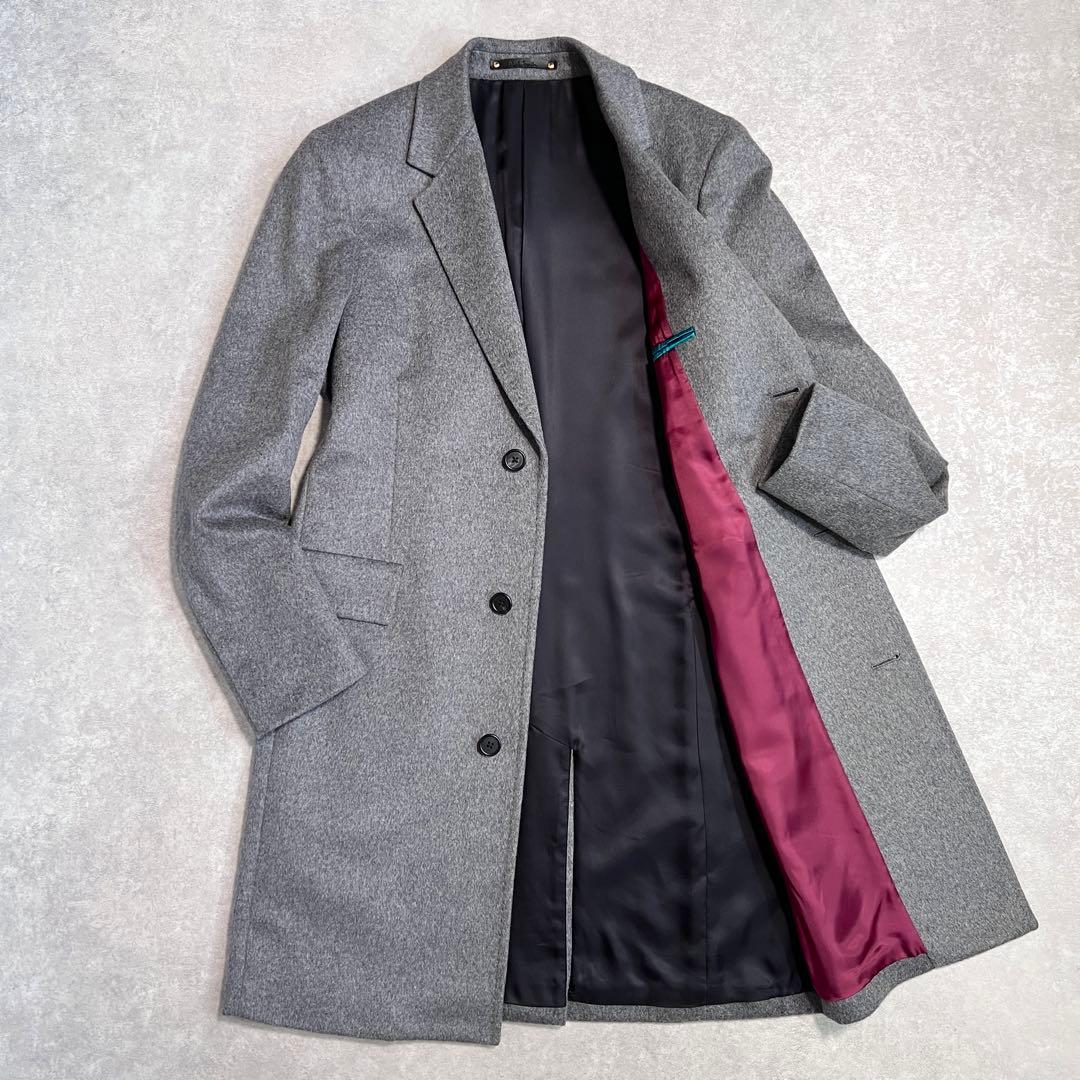 【極美品】ポールスミス カシミヤ100% チェスターコート グレー L