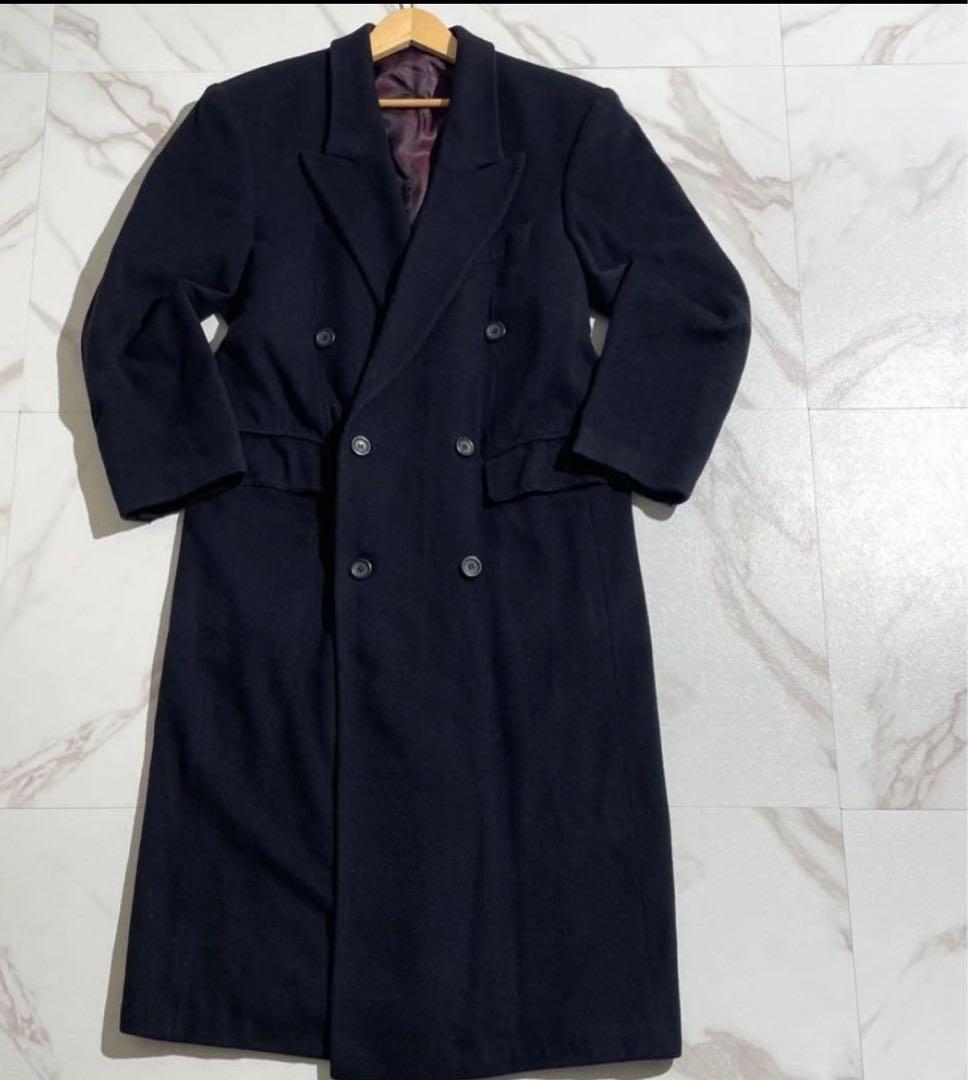 希少】ダブルチェスターコート カシミヤ100% マキシ丈 Lサイズ