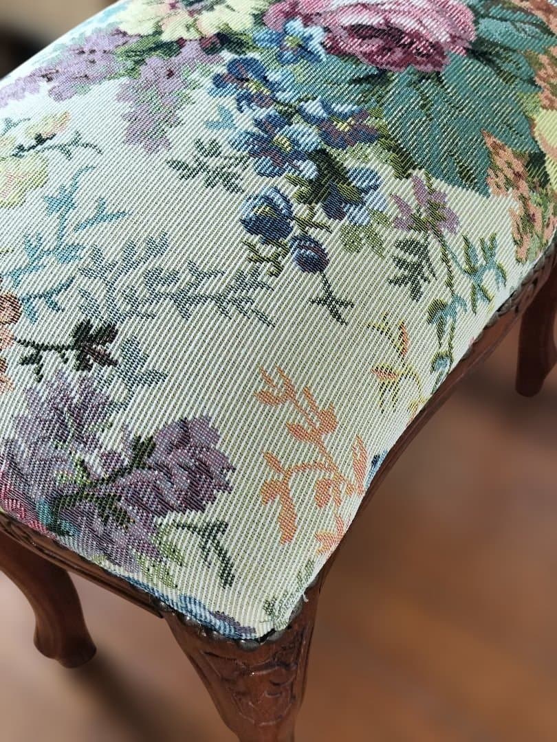 【英国製クラシック】猫脚×ゴブラン生地 スツール アンティーク