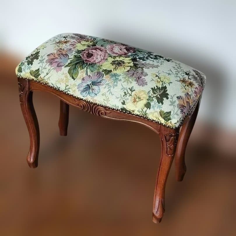 【英国製クラシック】猫脚×ゴブラン生地 スツール アンティーク