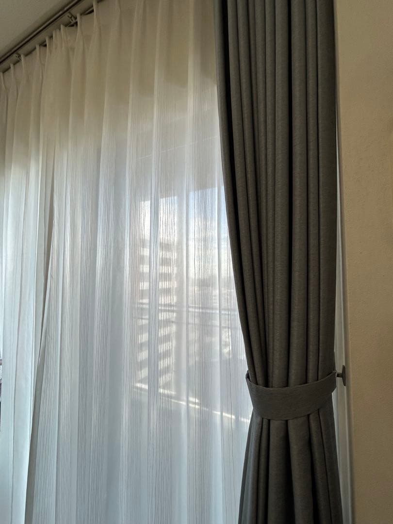 美品】丈259cm ニトリ オーダーレースカーテン 白 両開き