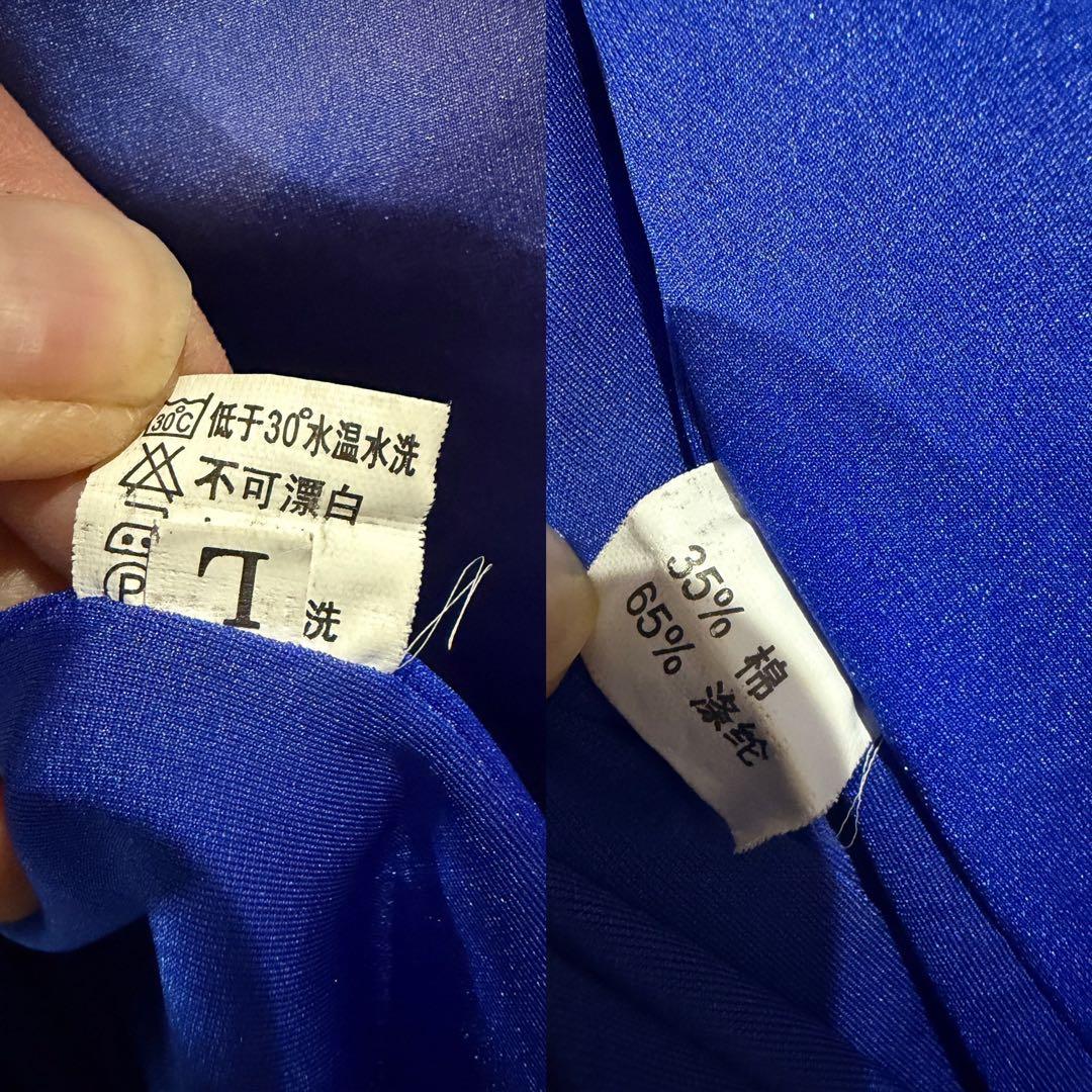 青いスパンコール装飾の社交ダンスドレス　現状品