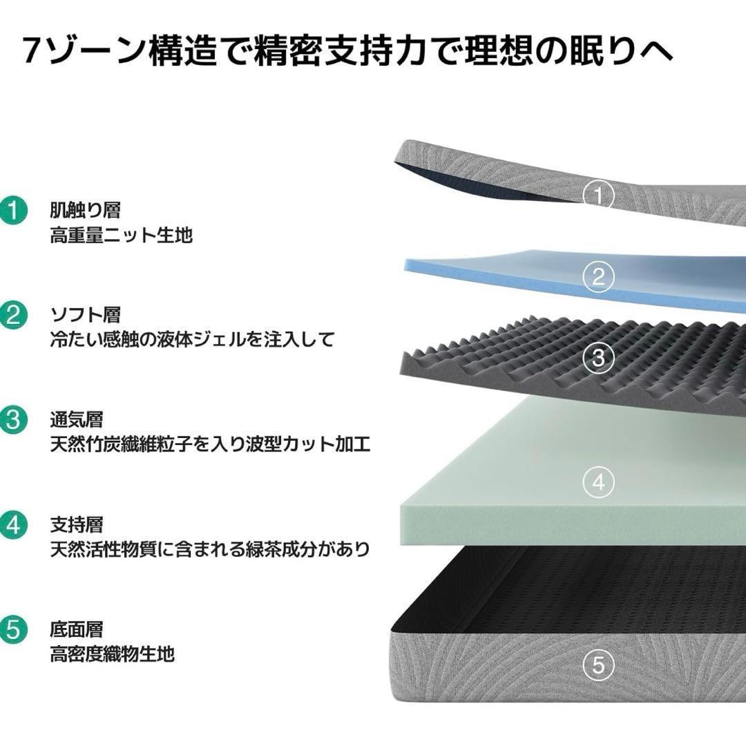 マットレス ダブル やや硬め 厚さ16cm 3層構造 竹炭入り 高反発マットレス