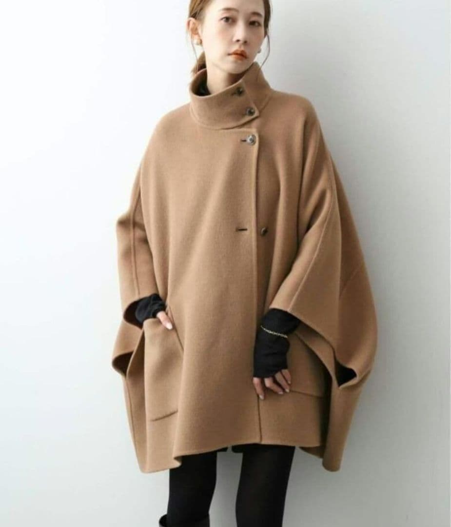 美品✨スローブイエナ　スタンドカラーダブルフェイスポンチョ