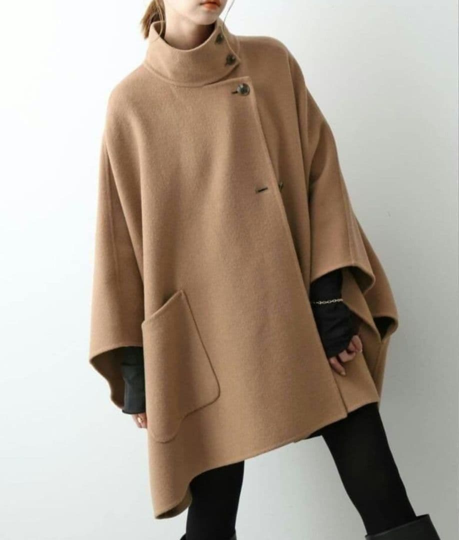 美品✨スローブイエナ　スタンドカラーダブルフェイスポンチョ