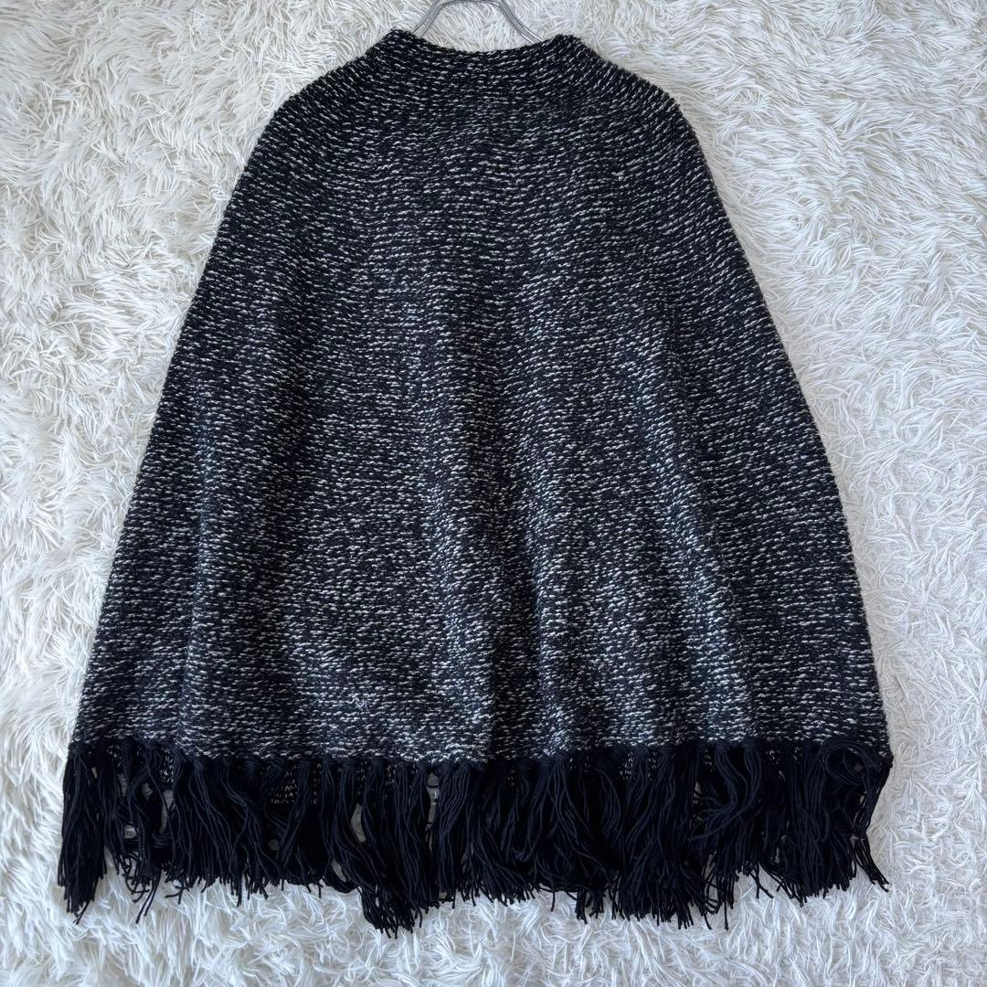TO BE CHIC✨未使用タグ付　ニットボウタイポンチョ　ツイード　フリンジ