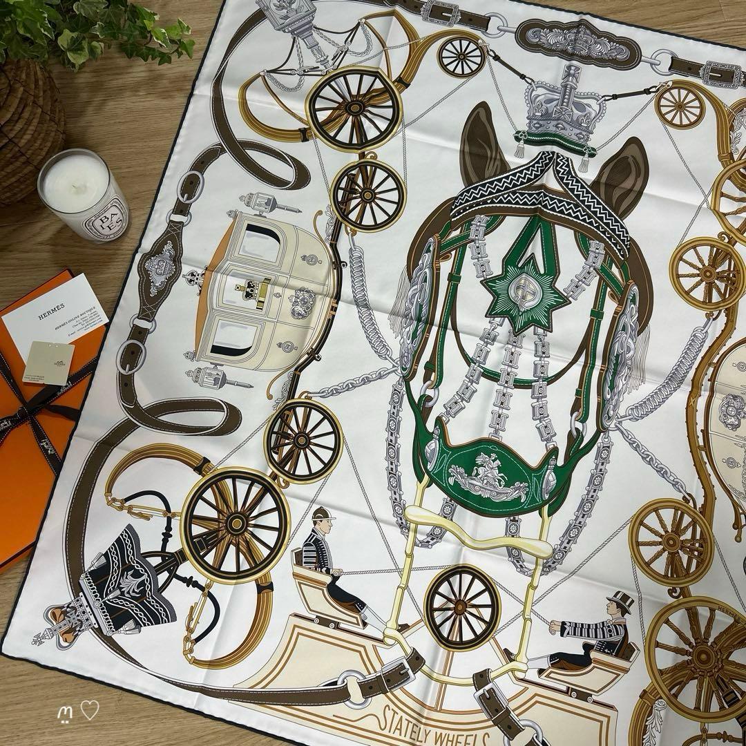 HERMESエルメス　カレ90　ステイトリー・ホイールズ　シルクスカーフ　馬車