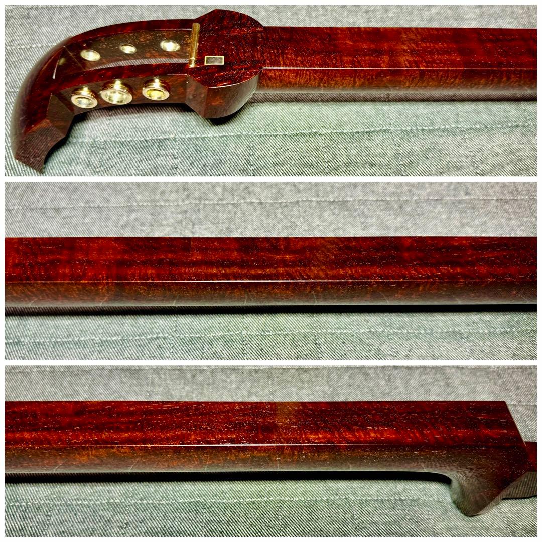 【虎・瘤杢】最高峰 津軽三味線 金細 子持綾杉 極上美品 超希少複雑混合杢 太棹