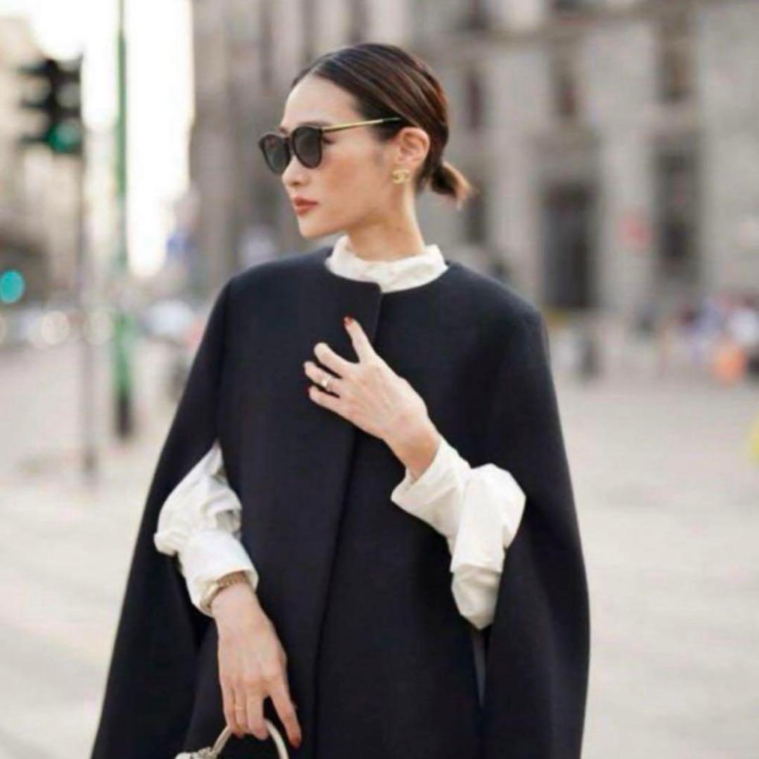 ELLIE ブラック ケープコート フリーサイズ エリー