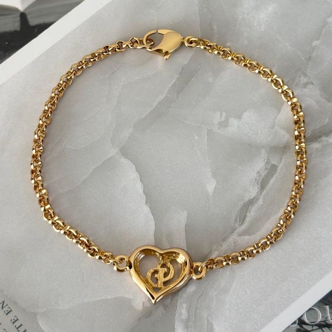 【箱付き】【未使用品】Dior✨ブレスレット CDロゴ ハート ゴールドm291