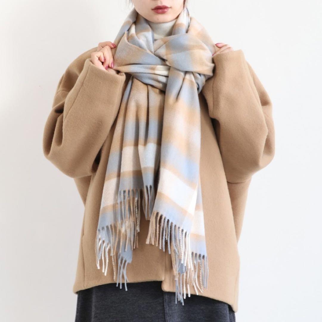 Johnstons of Elgin カシミヤ ストール チェック　キャメル