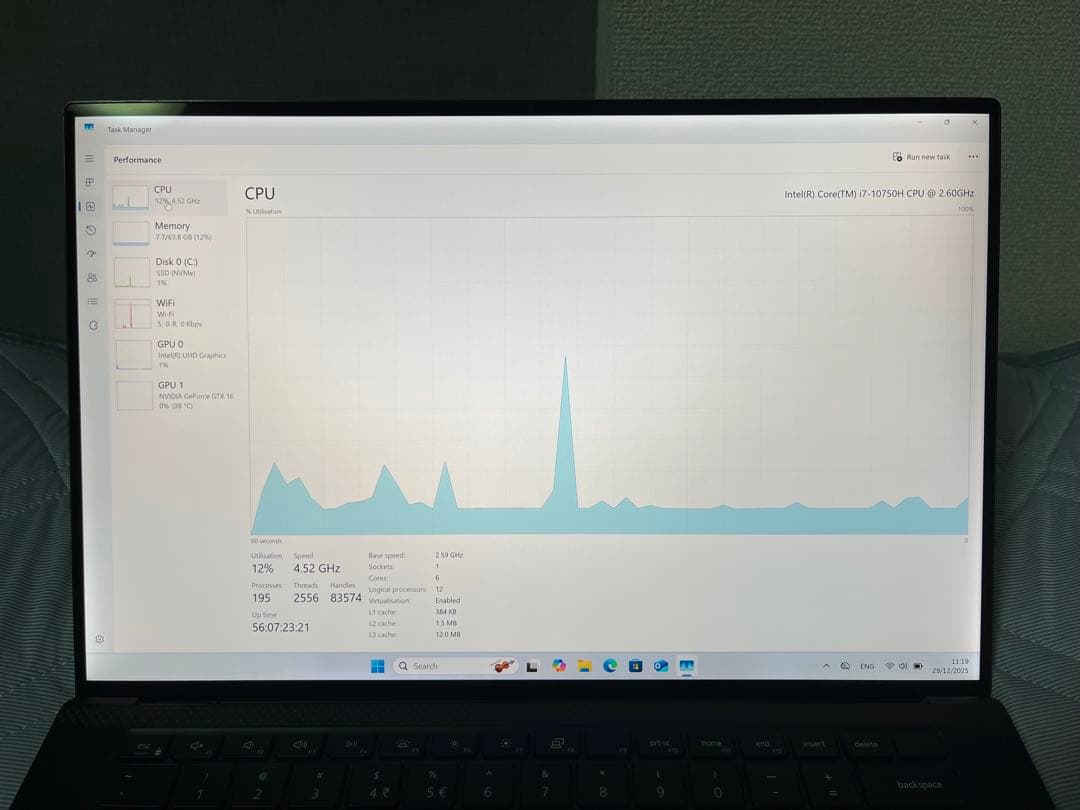 Windowsノート本体 DELL XPS 15 9500 i7-10750H 64GB 4K 1TB