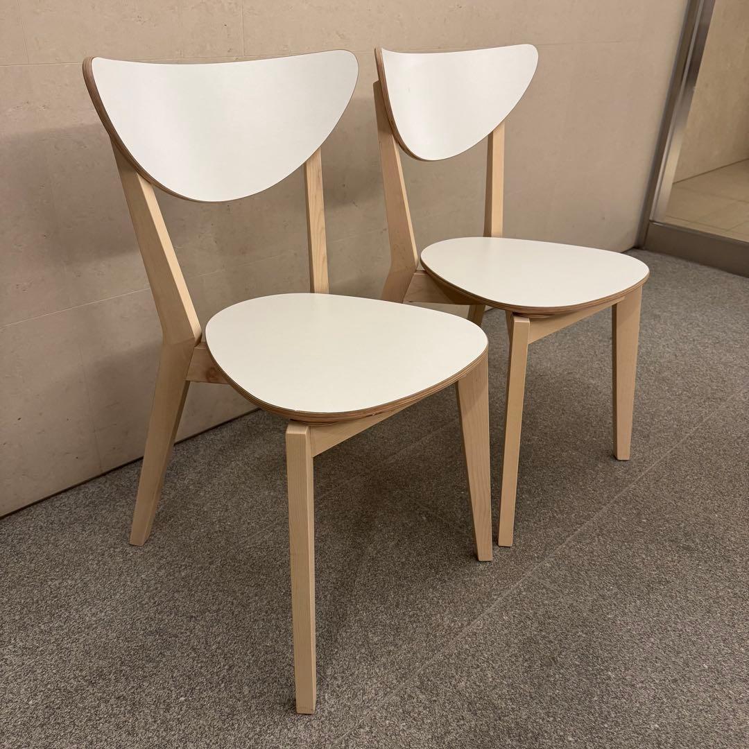 IKEA ノールドミーラ チェア 2脚セット ホワイト/バーチ