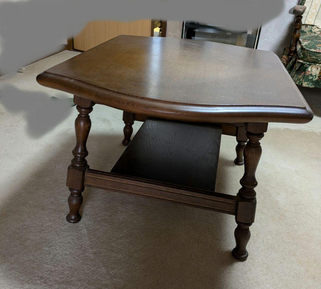 飛騨檜製コーヒーテーブル 茶色 角丸デザイン