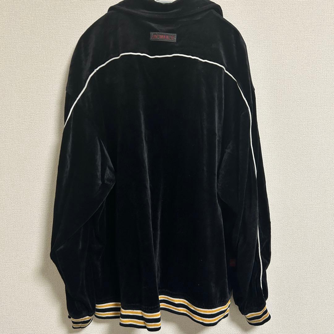 AVIREX ベロア トラックジャケット ジャージ サイドライン 刺繍 ボーダー