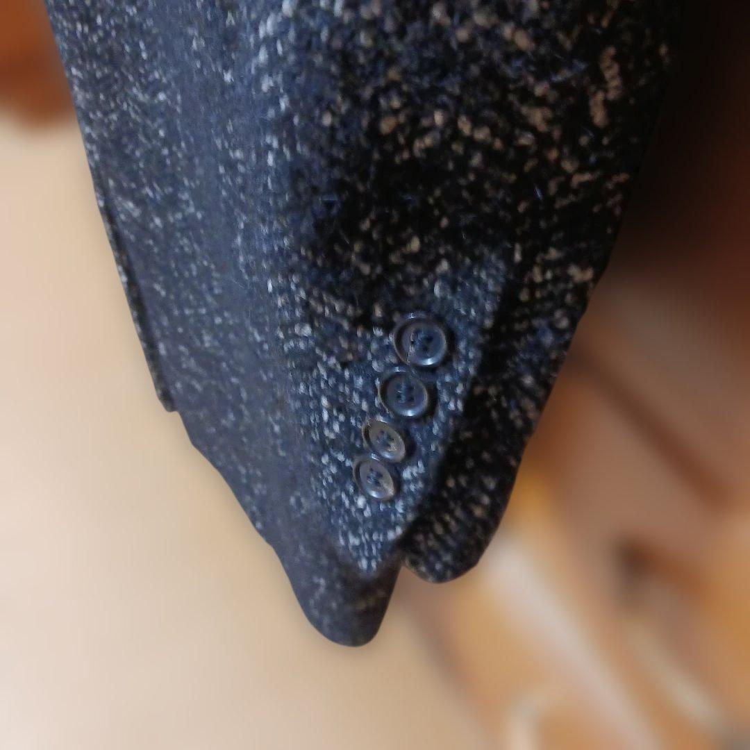 リチウムオム ツイード チェスターコート黒系サイズ44