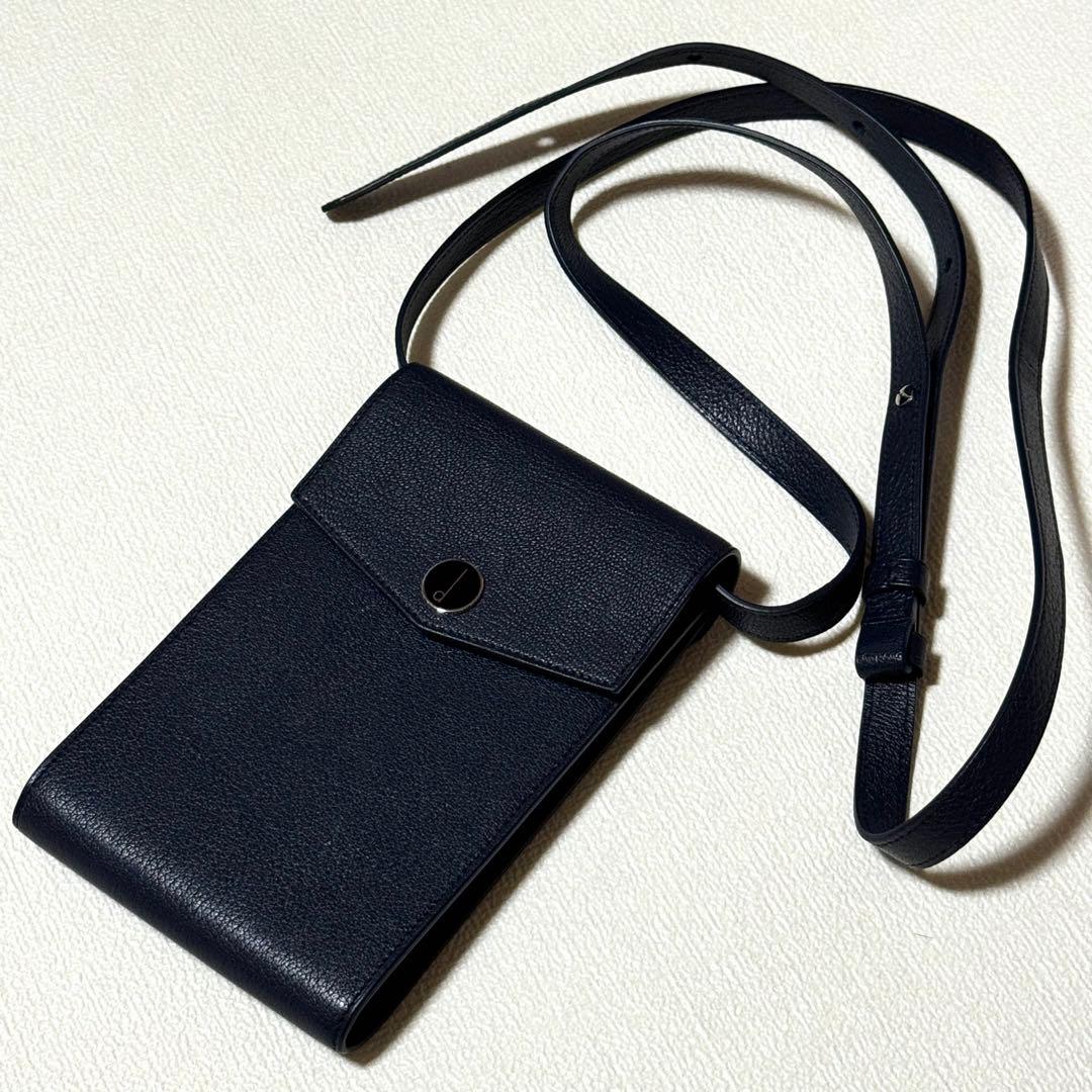 極美品✨ 現行 ダンヒル ショルダーバッグ レザー シボ革 dロゴ ネイビー