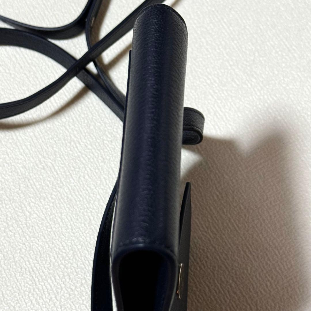 極美品✨ 現行 ダンヒル ショルダーバッグ レザー シボ革 dロゴ ネイビー