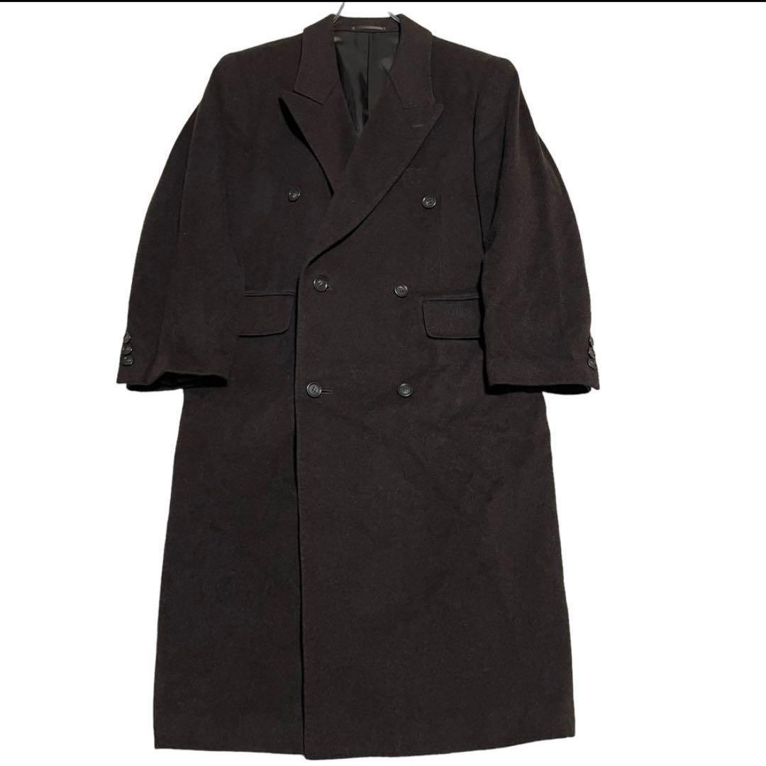 カシミヤ✨【vintage】マキシ丈 ロングダブルチェスターコート ブラウン M