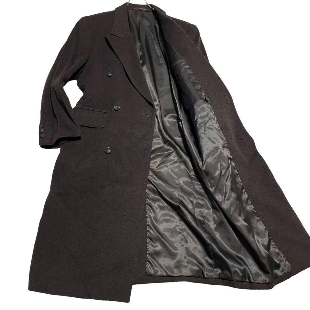 カシミヤ✨【vintage】マキシ丈 ロングダブルチェスターコート ブラウン M