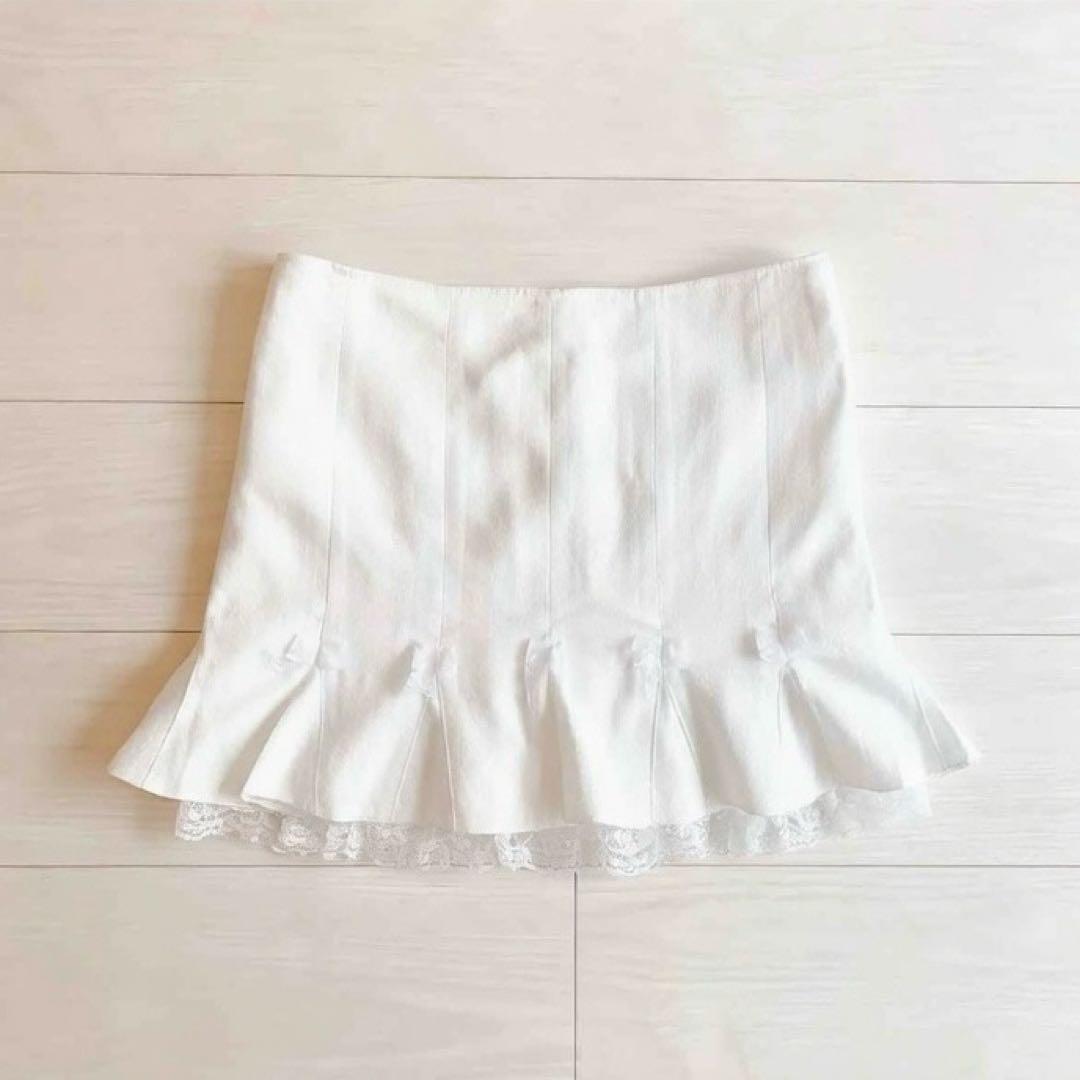 リズリサ系 ホワイトフリルスカート レース付き - メルカリ