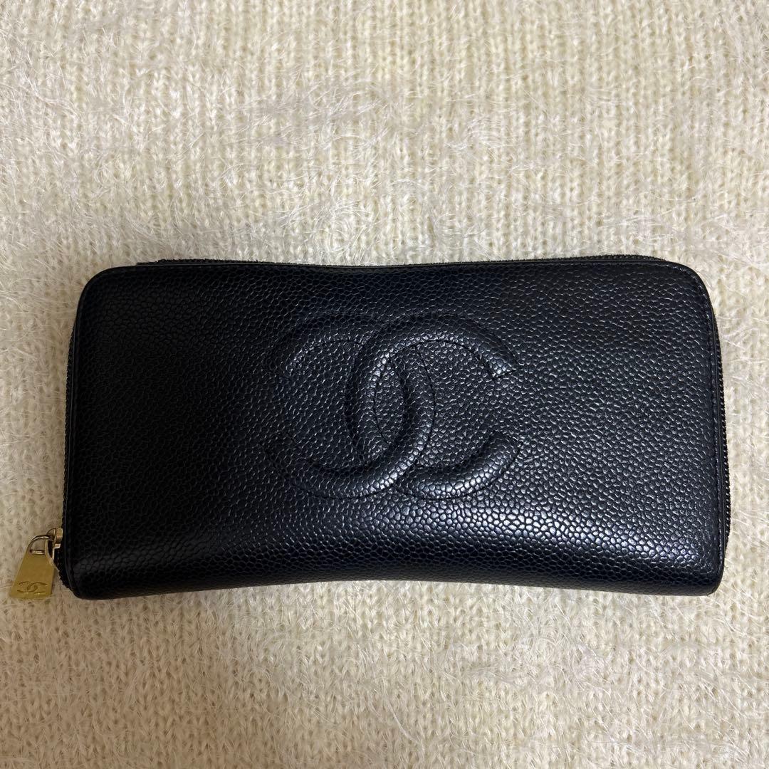 takashi CHANEL ブラックレザー 長財布