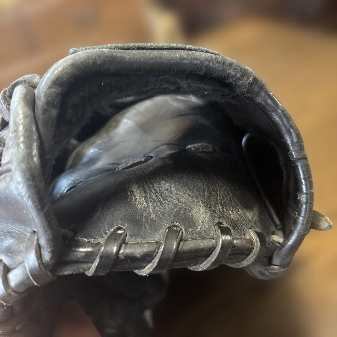 90'Sミズノ ビューリーグ 硬式グローブ 旧Mラベル 赤ビュー 日本製 黒