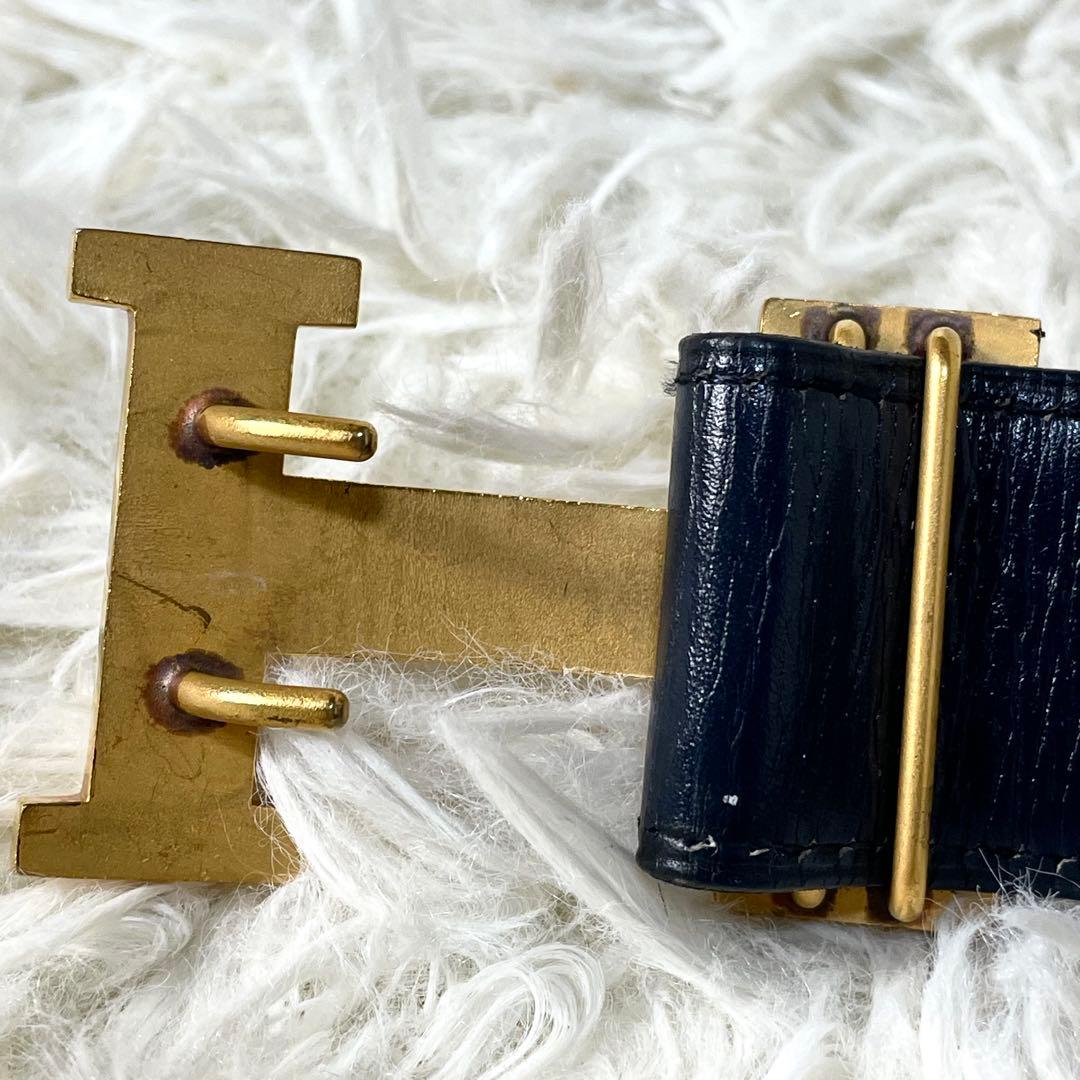 HERMES エルメス　ベルト　H型　ゴールド　ブラック