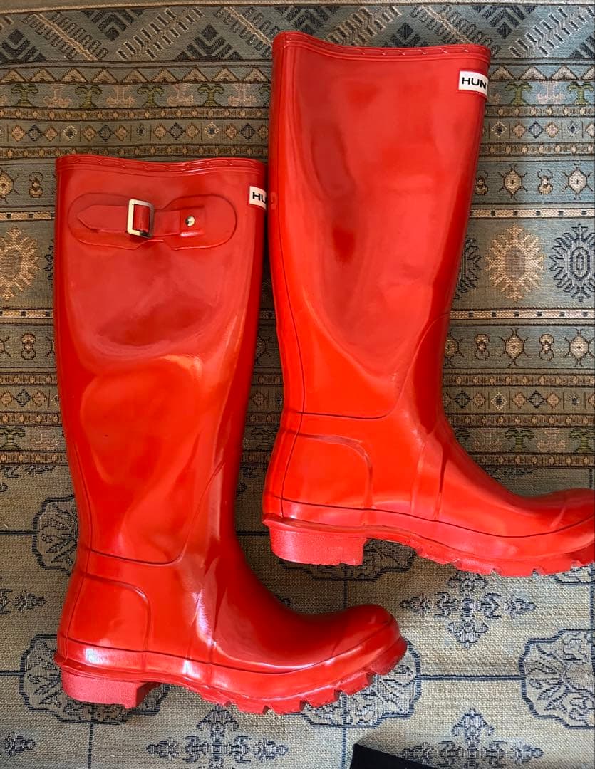 ハンター　ベルト付きレインブーツ　グロスオレンジ　EU37