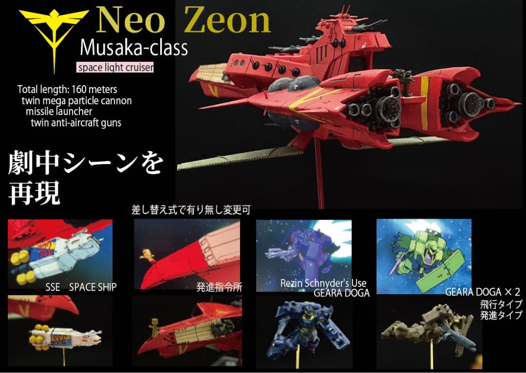 機動戦士ガンダム逆襲のシャア ネオジオン ムサカ5番艦 完成品 1/1700