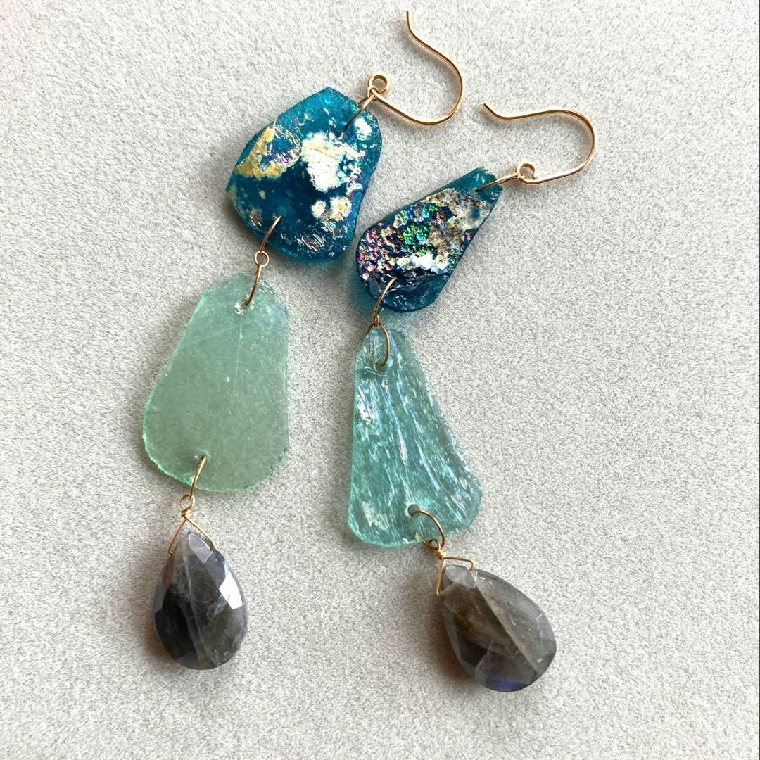 アガットageteローマンガラスピアス - abiolashelfpos.com