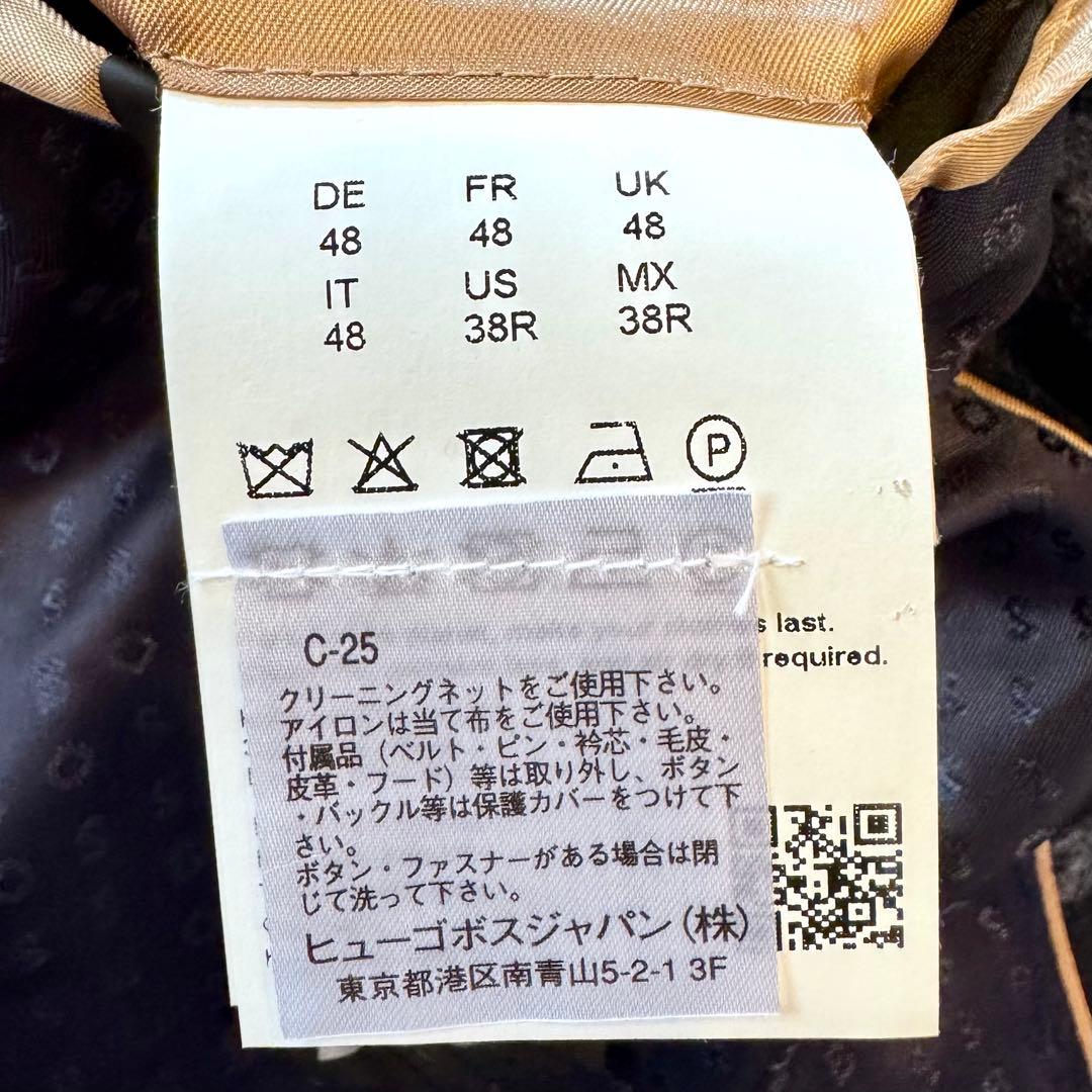 【はな様 現行タグ 極美品 】BOSS チェック チェスターコート 48 L 紺