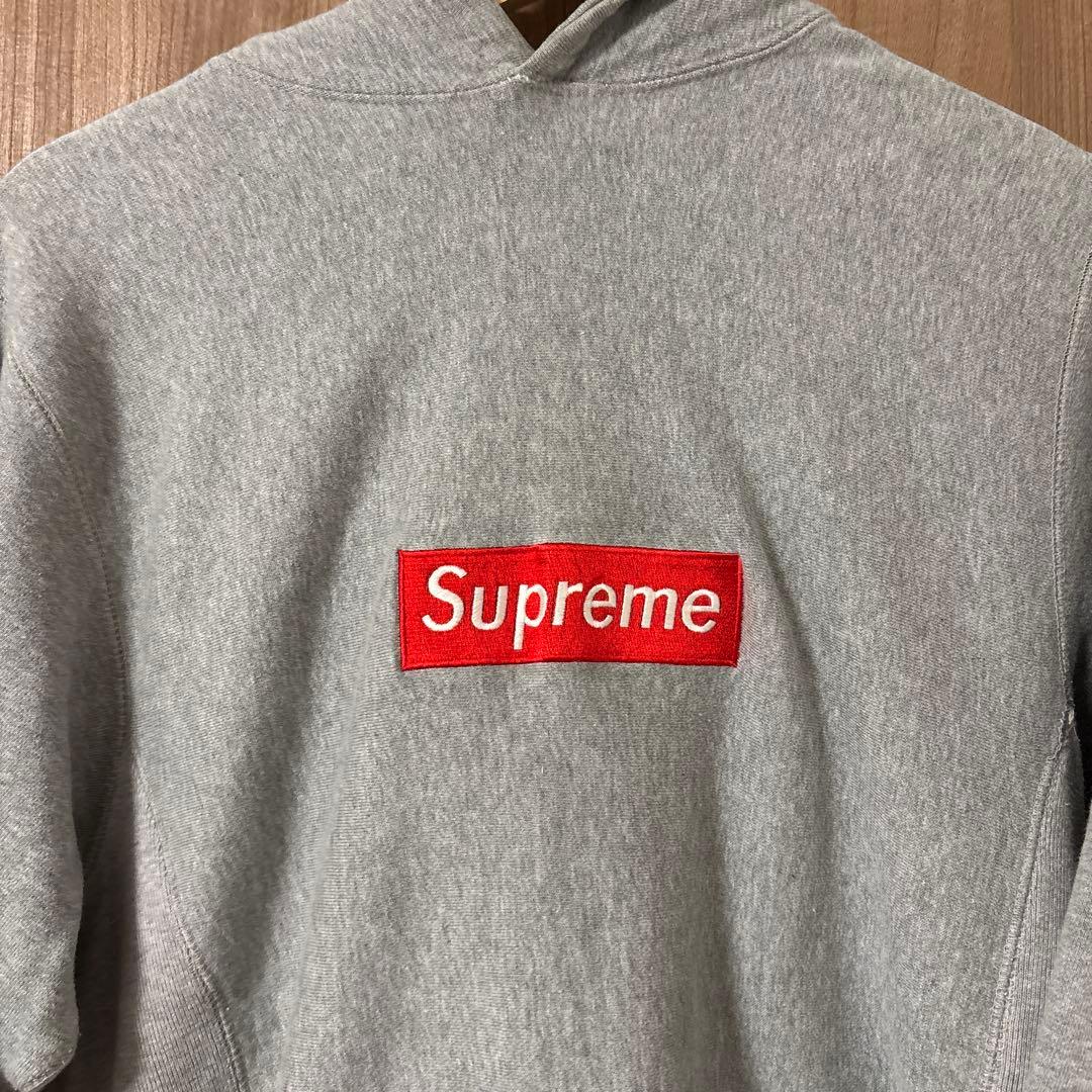 Supreme ボックスロゴ　グレー パーカー