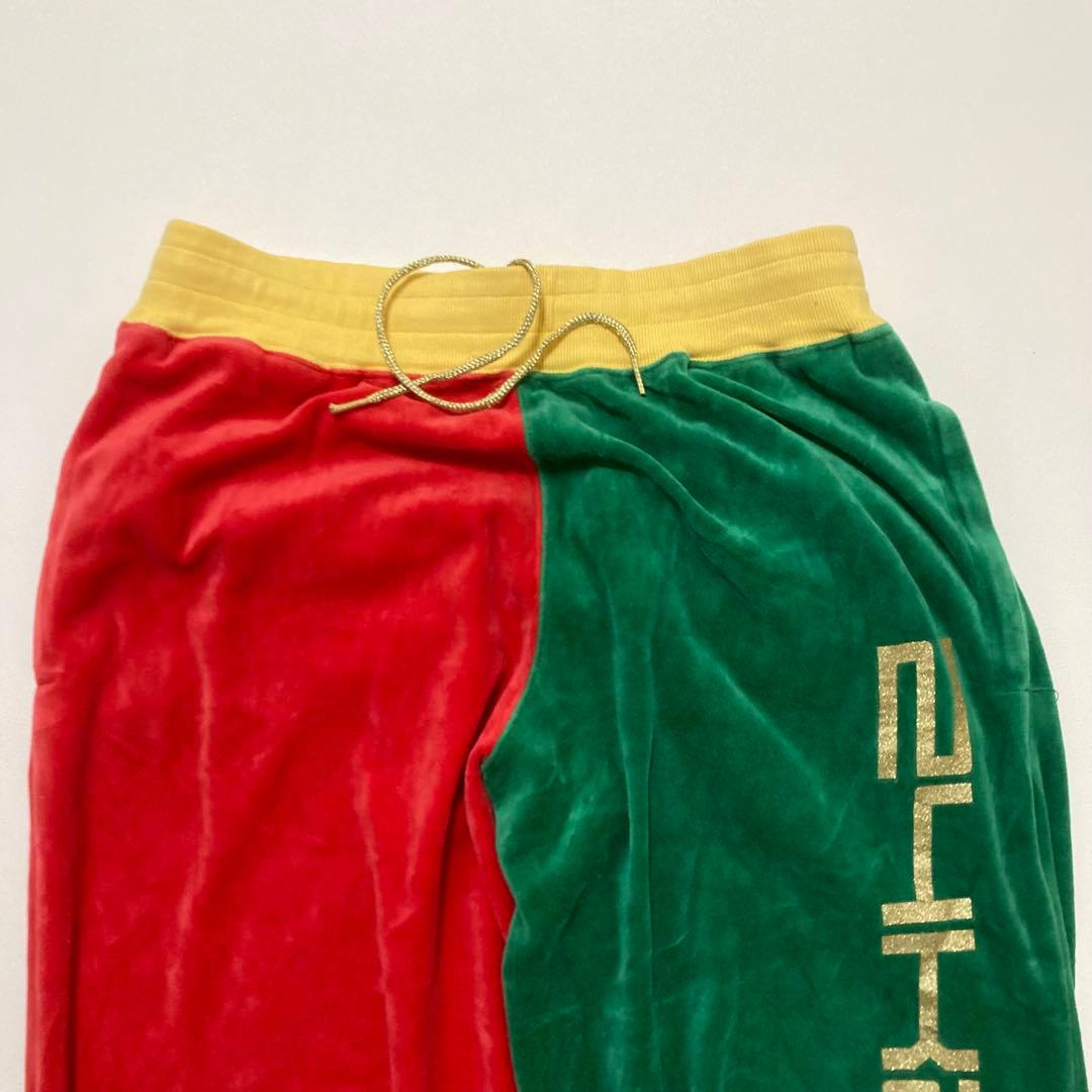 美品 24karats ベロア セットアップ L ラスタカラー 刺繍ロゴ 金