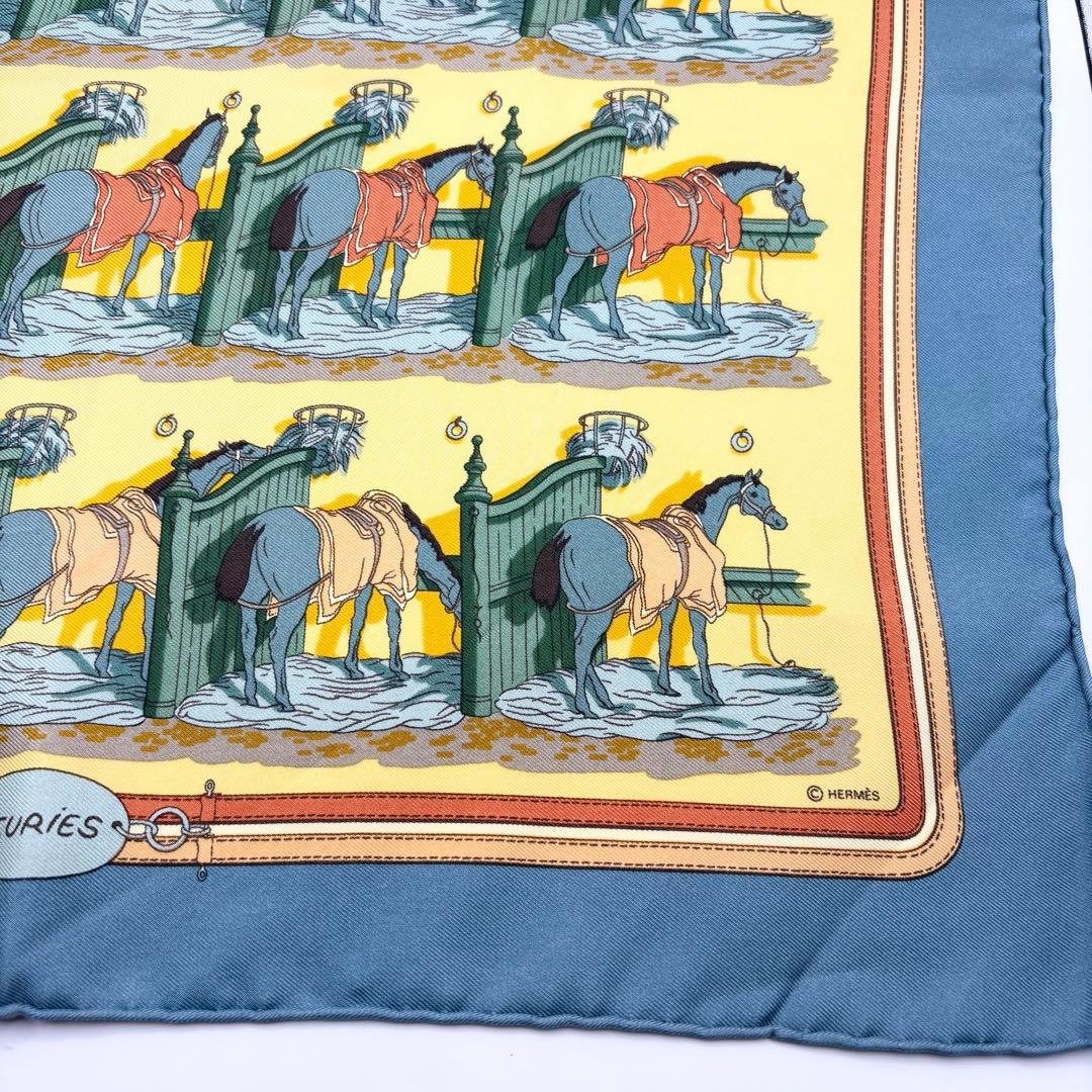 HERMES エルメス カレ45 スカーフ ÉCURIES 馬柄 美品
