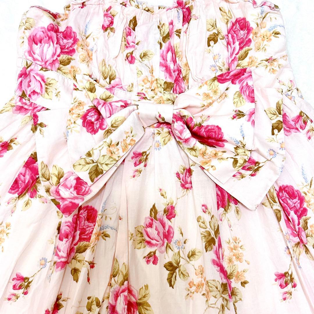 希少✨リズリサ ワンピース Aライン ビッグリボン レース 花柄 平成 y2k