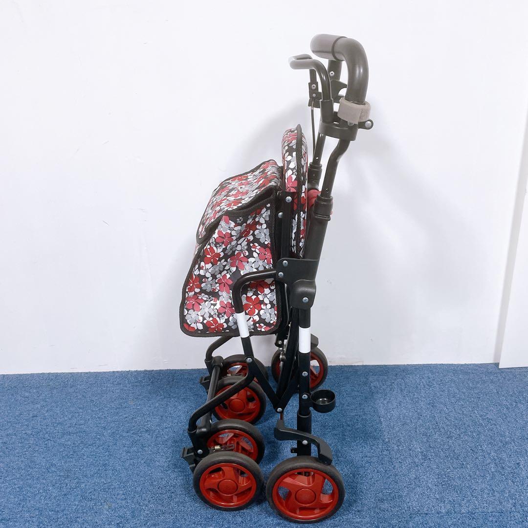 【美品】島製作所 シルバーカー モート 軽量3.7kg 花柄 座面付 説明書付
