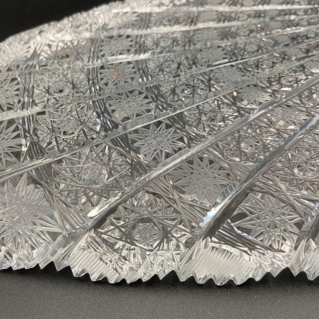 ボヘミアガラス クリスタル ラスカ 楕円 オーバル 大皿 54cm 箱あり