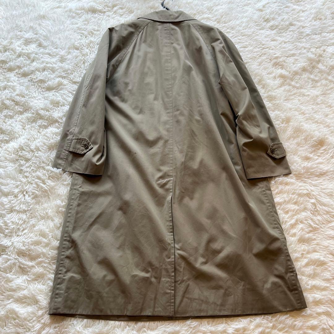 バーバリー　ステンカラーコート　ライナー付き　ノバチェック　カーキ　比翼ボタン