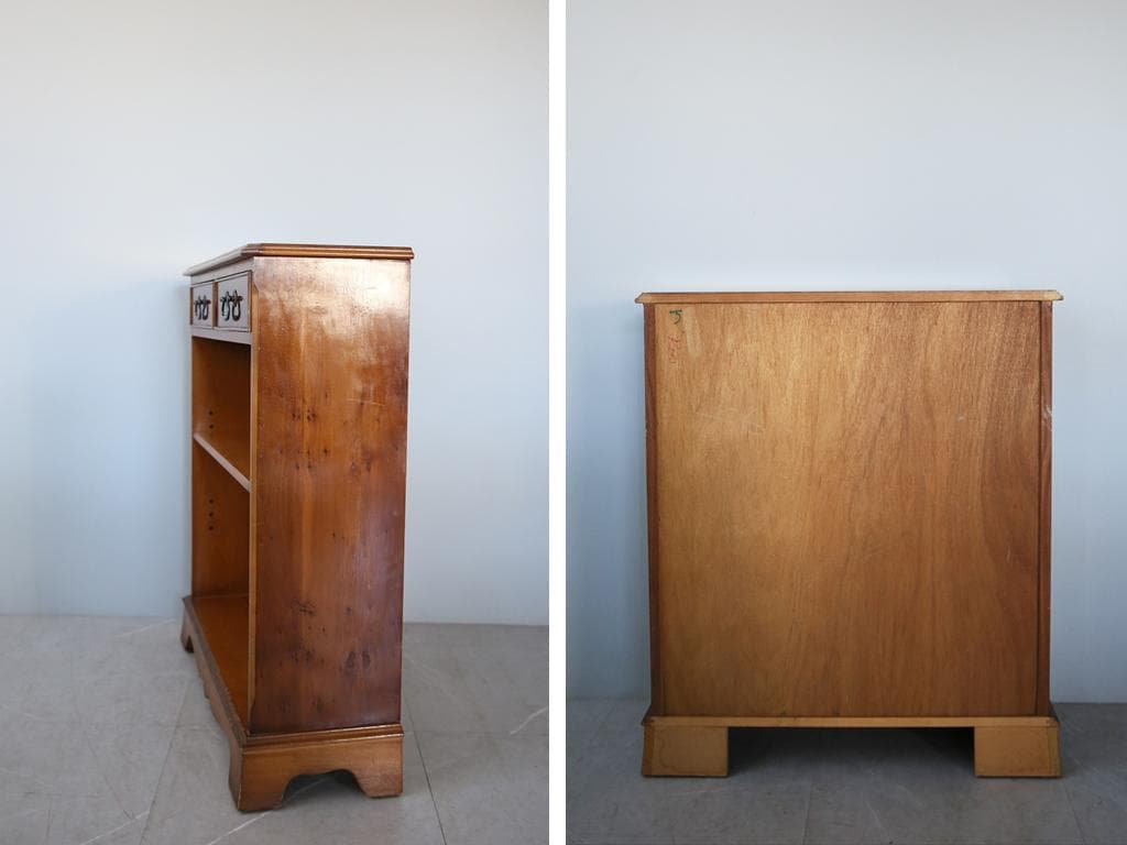 英国アンティーク木製ブックシェルフ/本棚/食器棚/飾り棚/収納ラック92-129