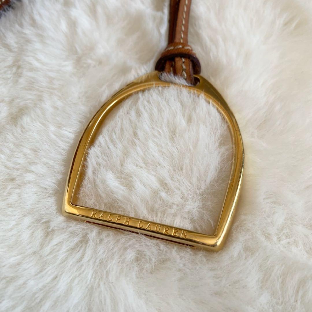 ポロラルフローレン　サドルバッグ　レザー　ショルダー　ブラウン　ロゴ　本革