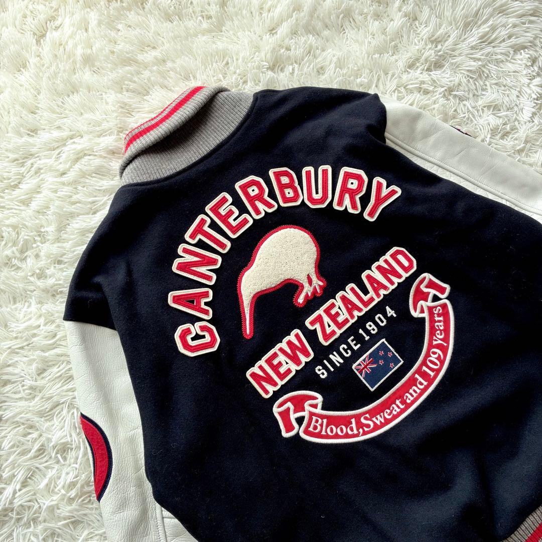 【人気 XL】カンタベリー レザー切替 スタジャン キルティング 刺繍 ワッペン