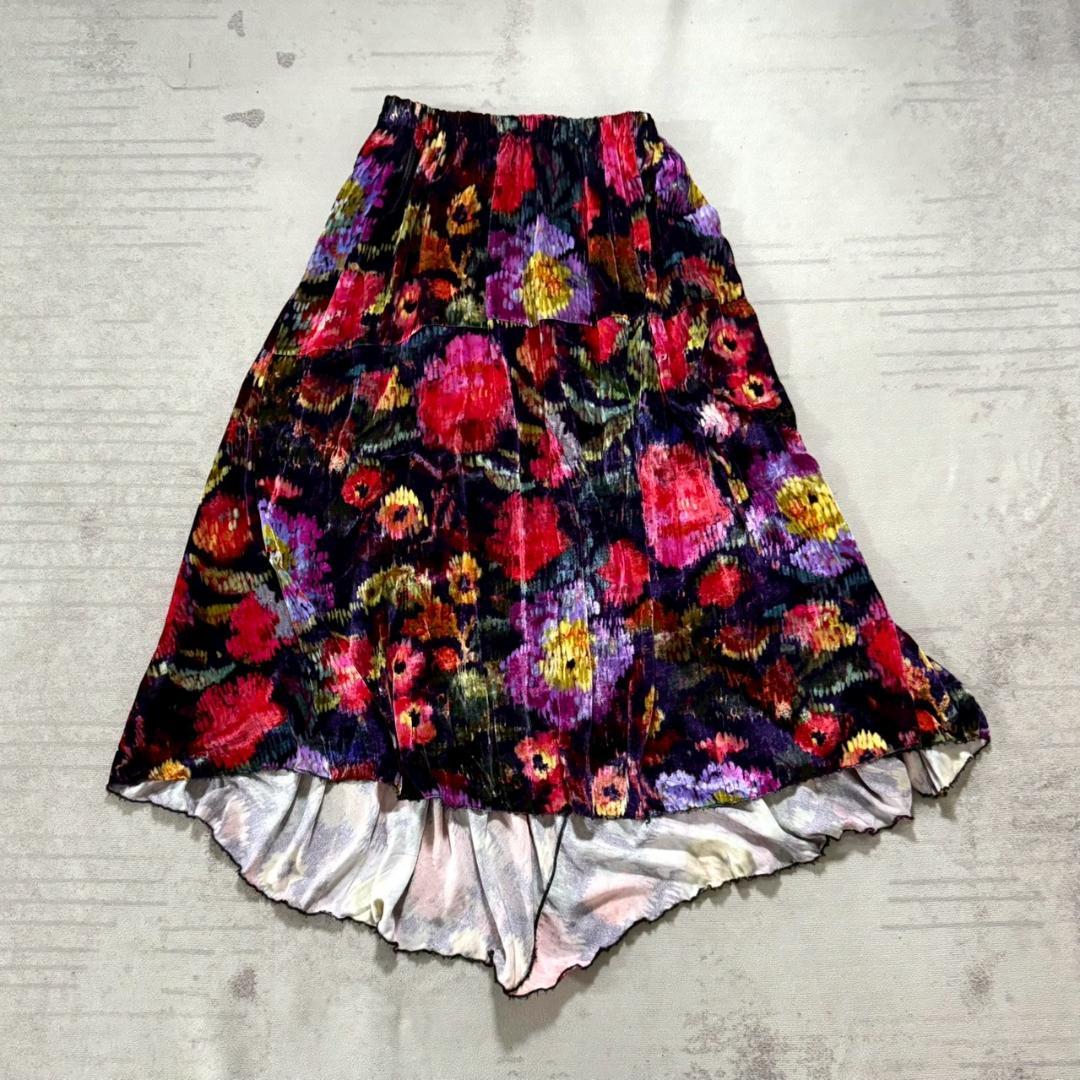 超美品 BLAMINK ベルベット ドレープスカート ベロア 38