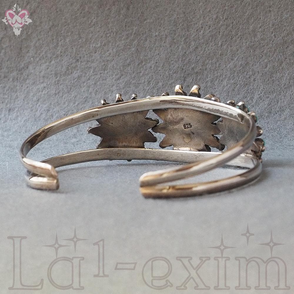 36個 ターコイズ コーラル 小花 インディアンジュエリー 925 銀 バングル