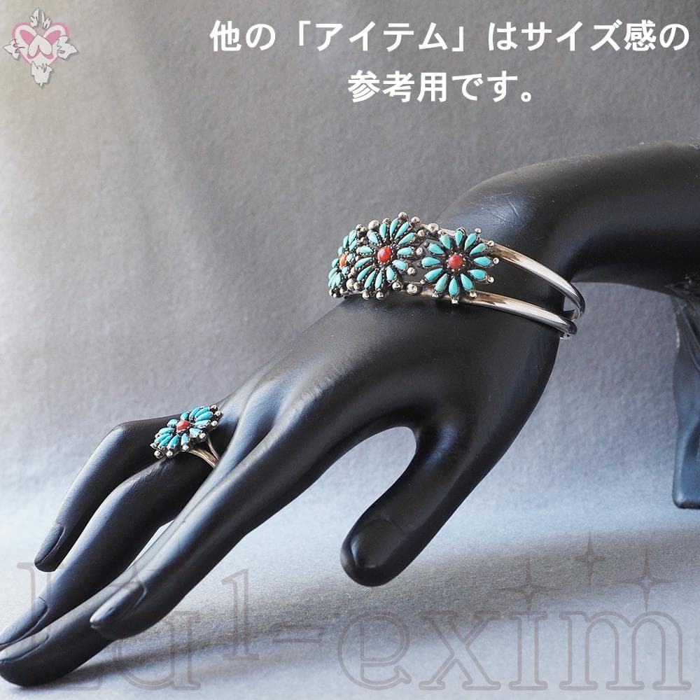 36個 ターコイズ コーラル 小花 インディアンジュエリー 925 銀 バングル