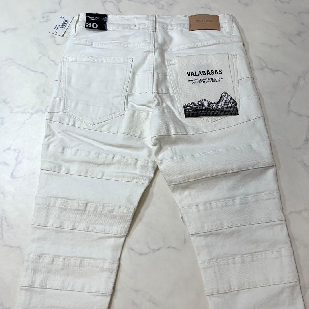 valabasasバラバサス パネルダメージフレアスキニーデニム ホワイト 30